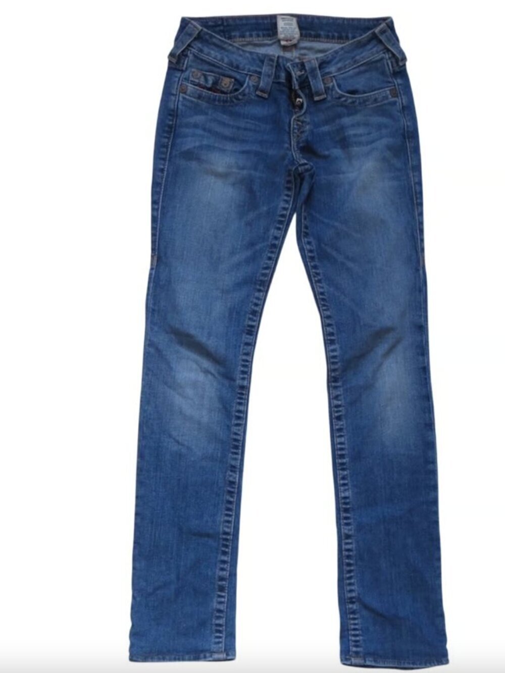 True Religion Y2K Cotton Blend Medium Wash Jeans • Festival • Size 25 🔴